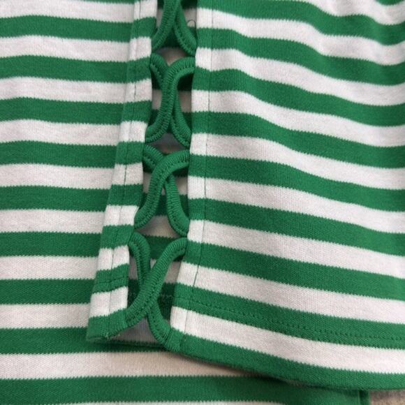 New Quacker Factory by Jeanne Bice Green White‎ Embellished 3/4 Sleeve Top Large - Picture 6 of 6